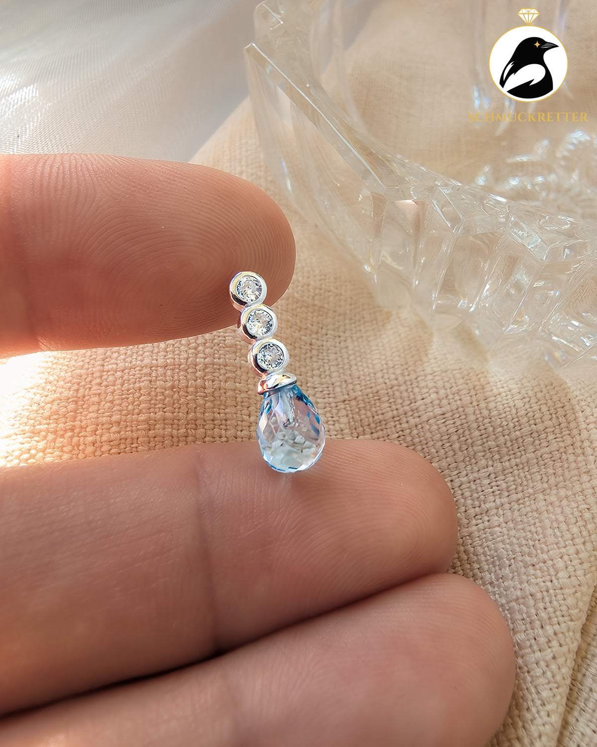 Set „Eislicht“ – Blautopas & Zirkonia in rhodiniertem 925 Silber