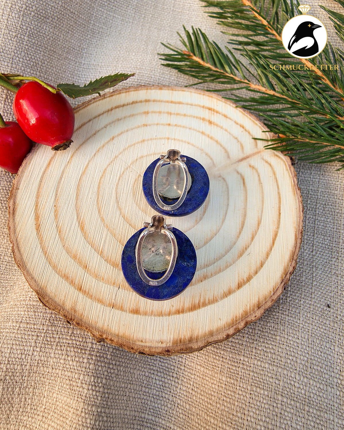 Lapislazuli Ohrclips 925 Silber