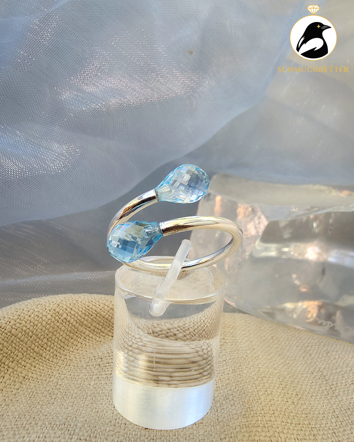 Double Trouble BLUE | Facettierter Blautopas Ring aus 925er Silber