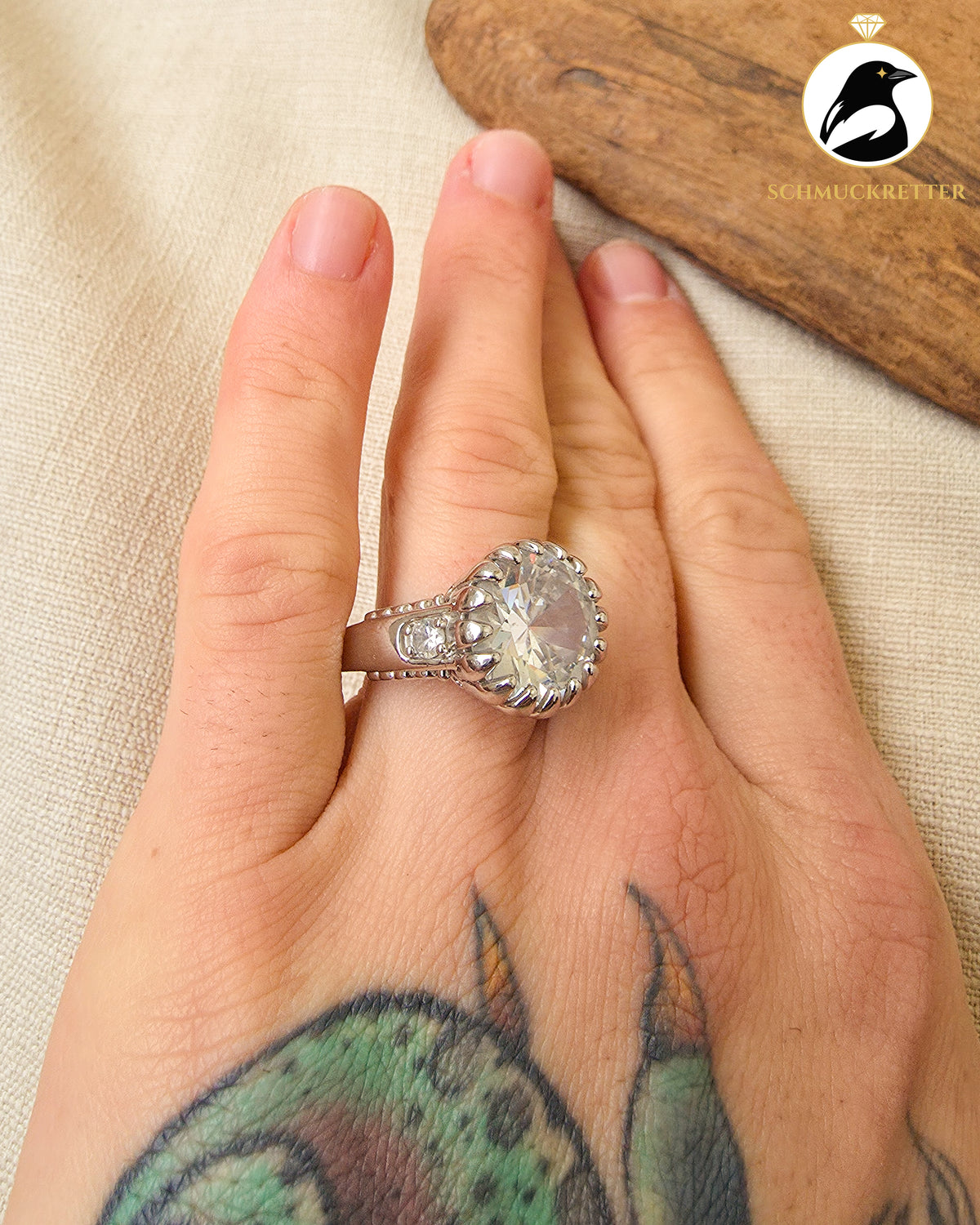 Massiver Zirkonia Ring aus 925 Silber, Gr. 62