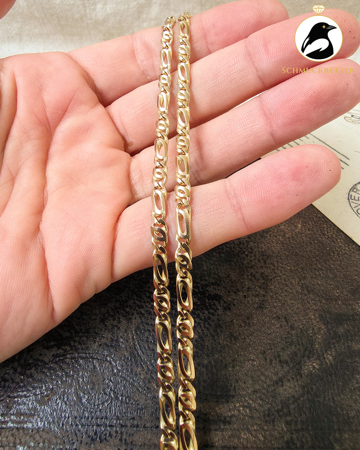 Breite Figaro Halskette aus 333 Gelbgold, 50,5cm