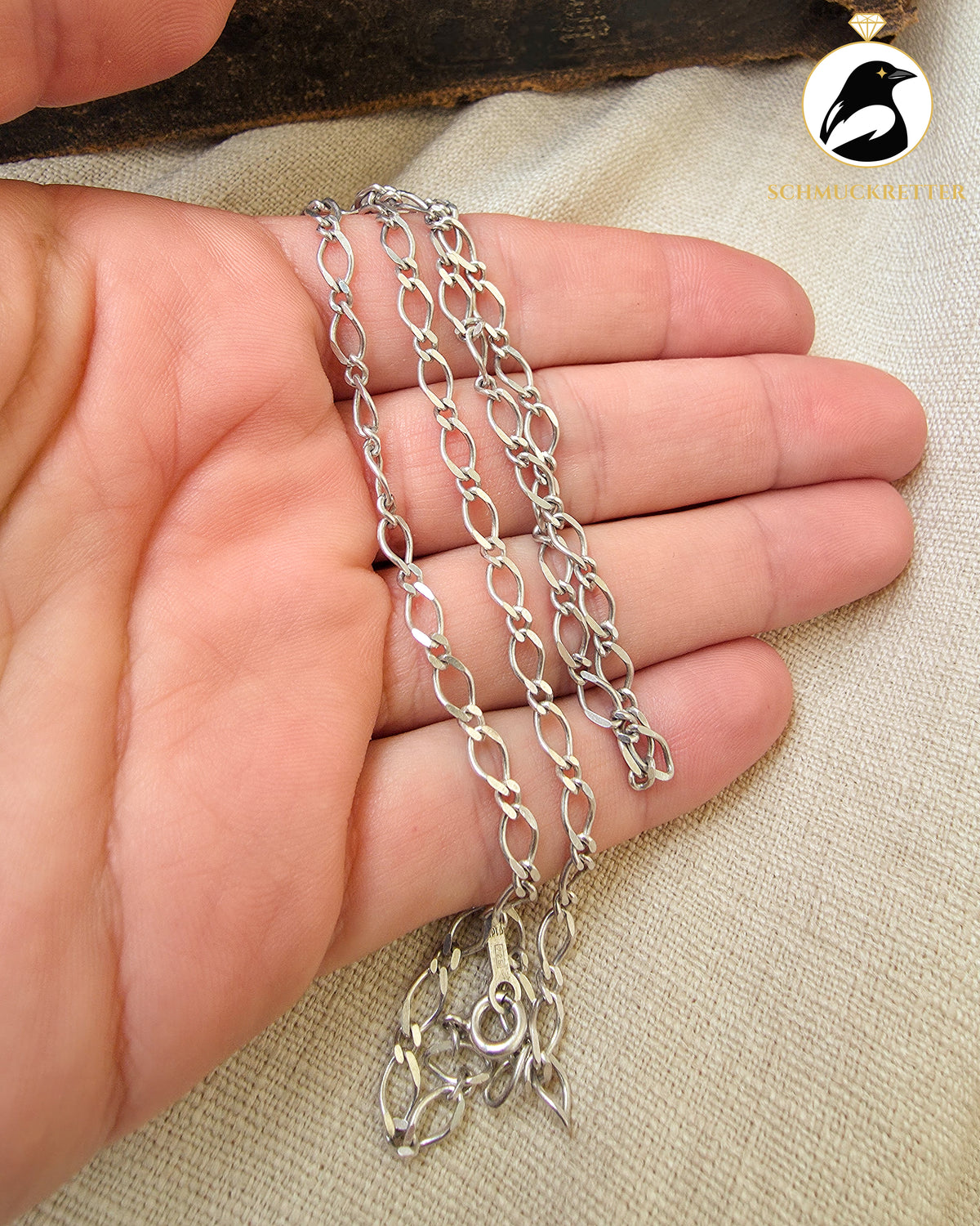 Silberkette mit diamantierten Ovalgliedern │925 Silber