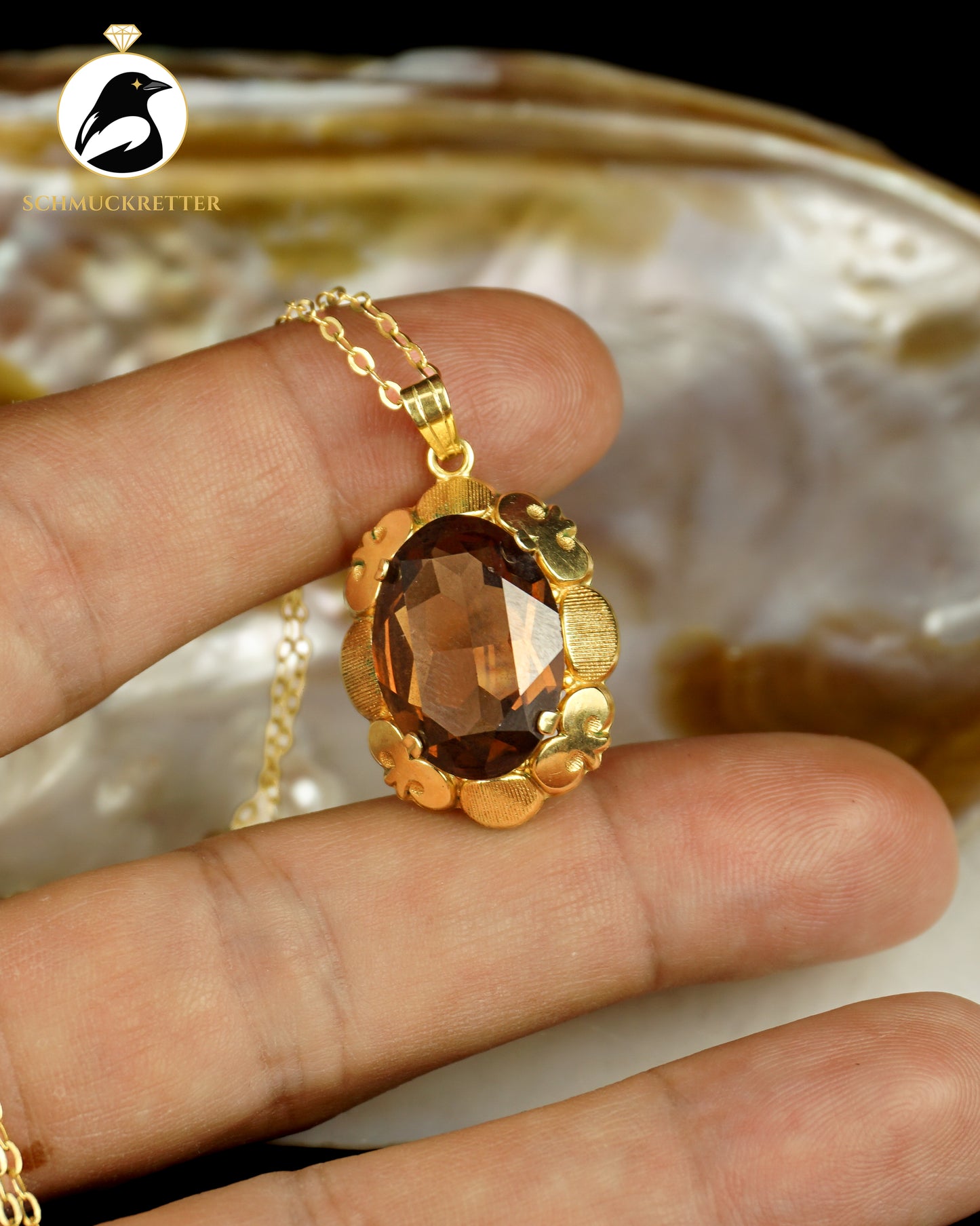 Anhänger mit Schmuckstein und Kette, Amerikaner Gold von Kordes & Lichtenfels