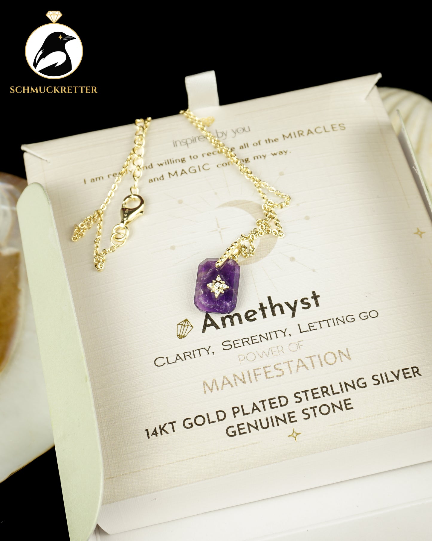 Vergoldete 925 Silber Kette mit Amethyst-Anhänger, neuwertig