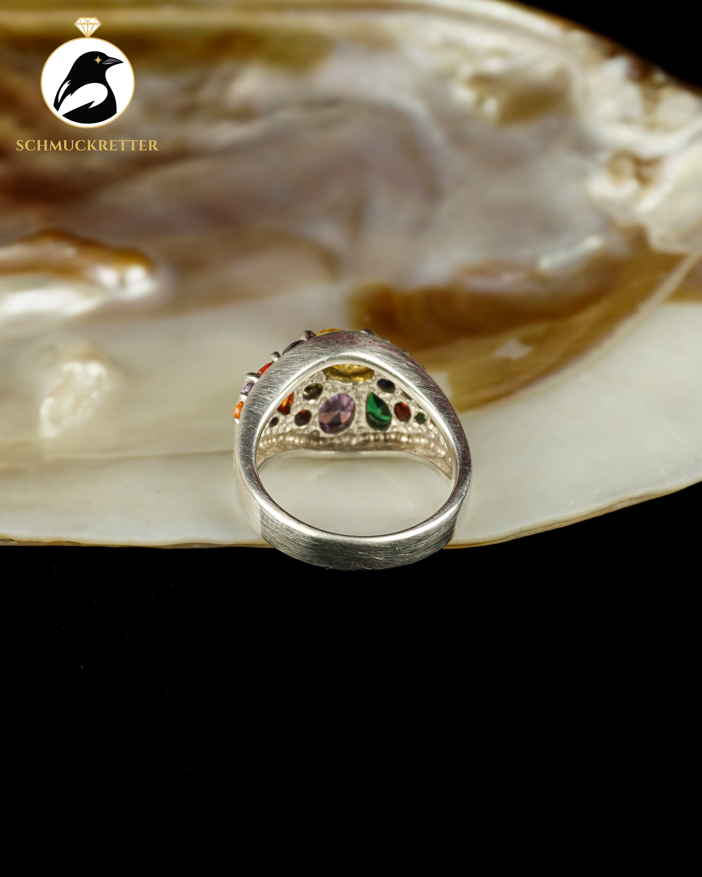 925 Silber Cluster Ring mit bunten Zirkonia, Gr. 56