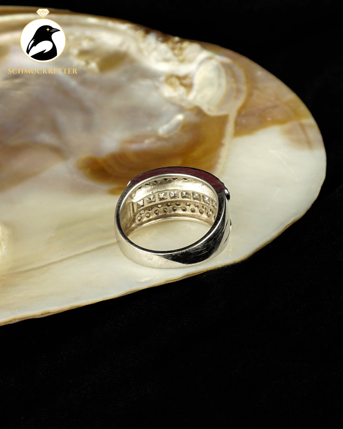 Breiter Diamonique Ring aus 925 Silber mit vielen Zirkonia, Gr. 59