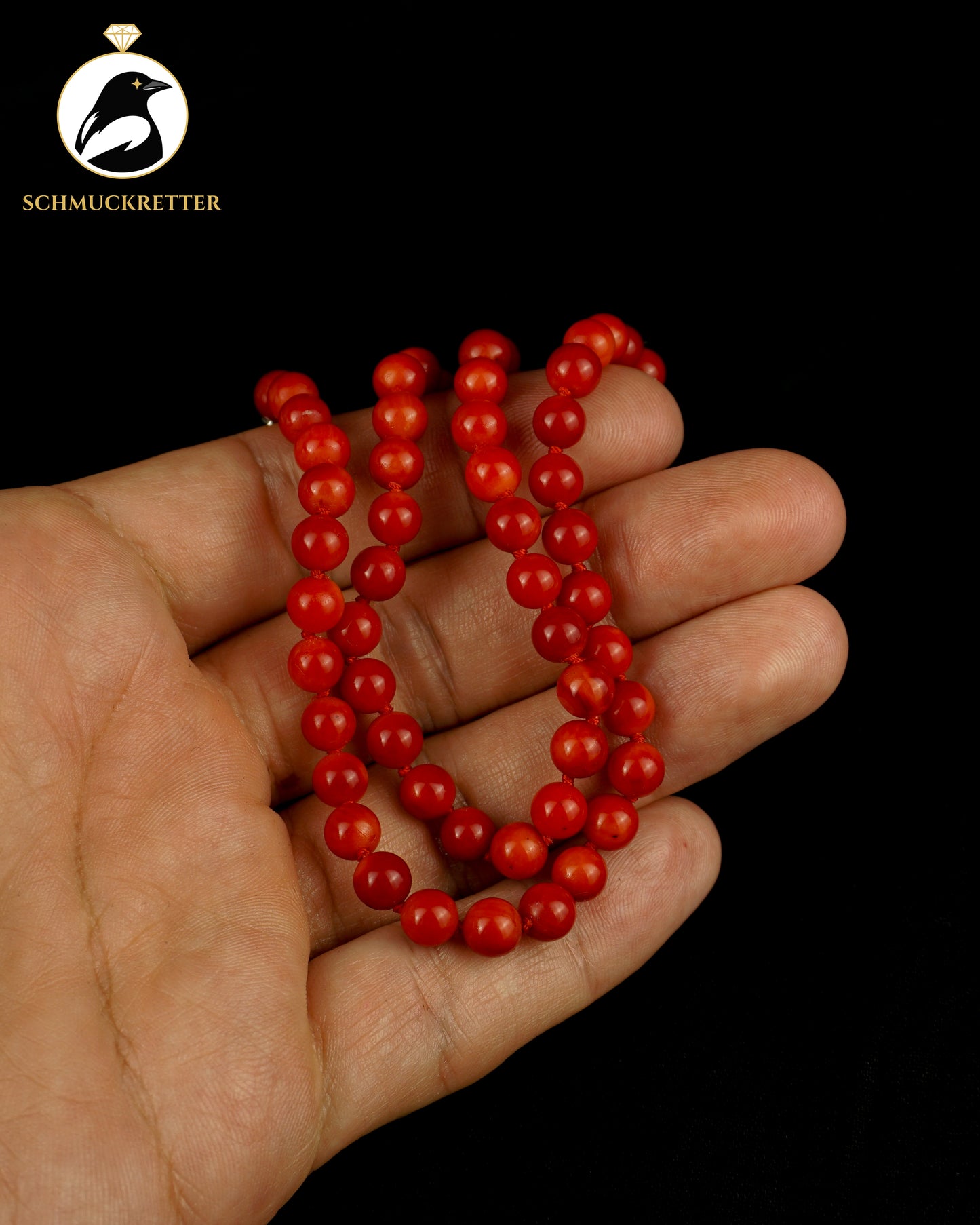 Rote Korallenkette mit 925 Silber Kugelverschluss + Armband