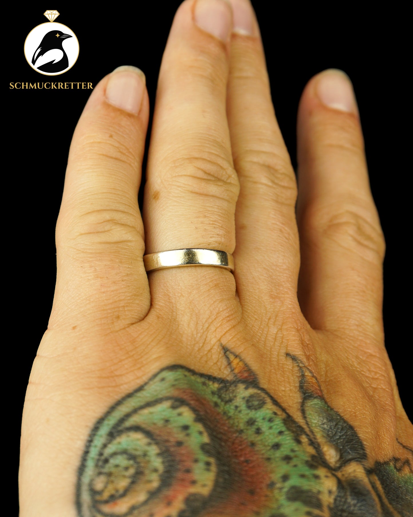 Schlichter, leicht vergoldeter 925 Silber Ring, Gr. 54