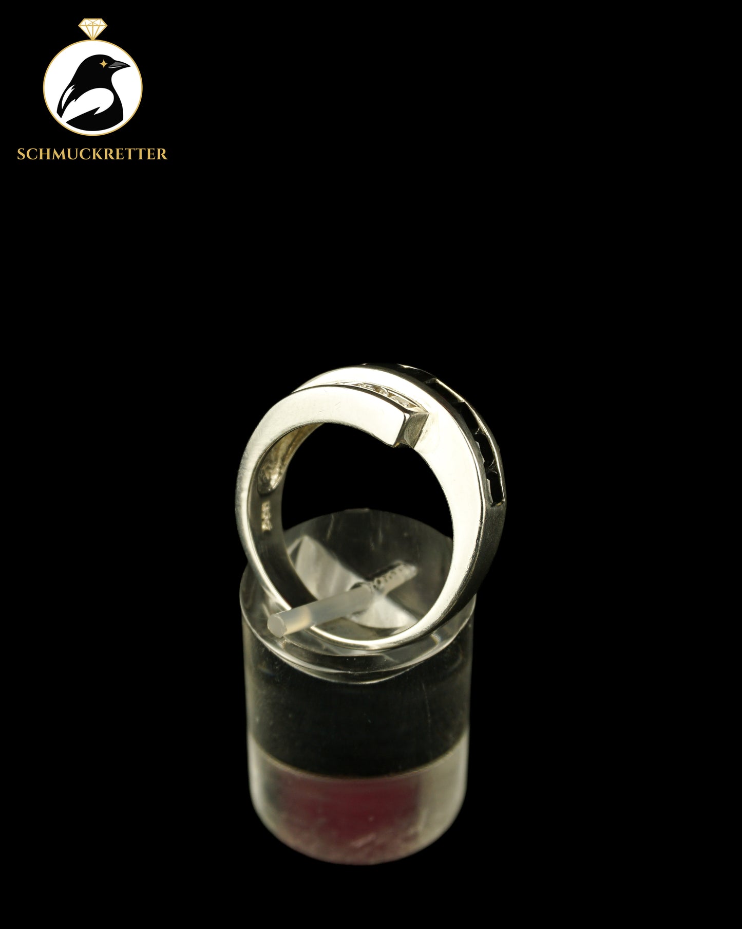 925 Silber Ring mit weißen & schwarzen Zirkonia, Gr. 57