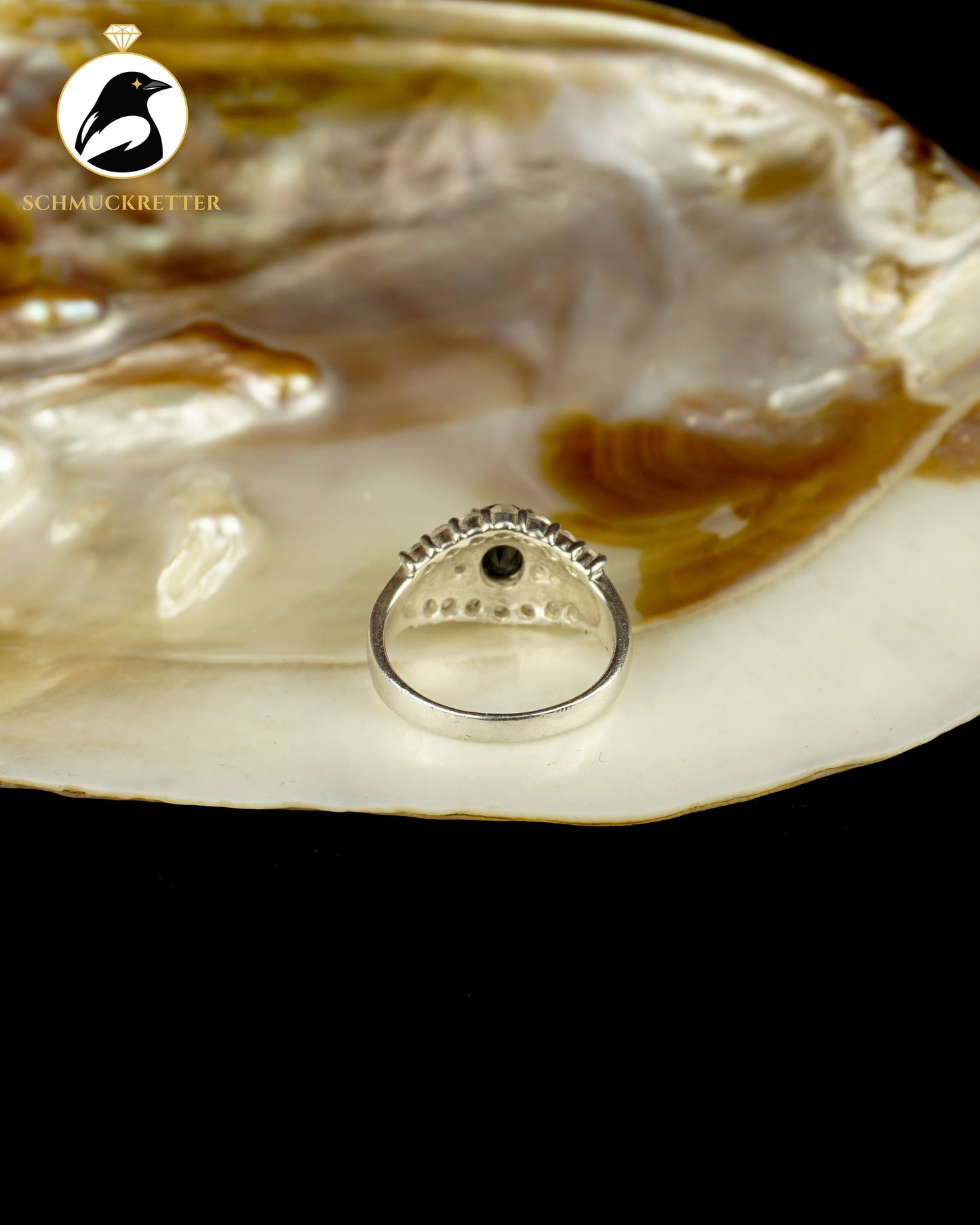 925 Silber Ring mit schwarzem und weißen Zirkonia, Gr. 54