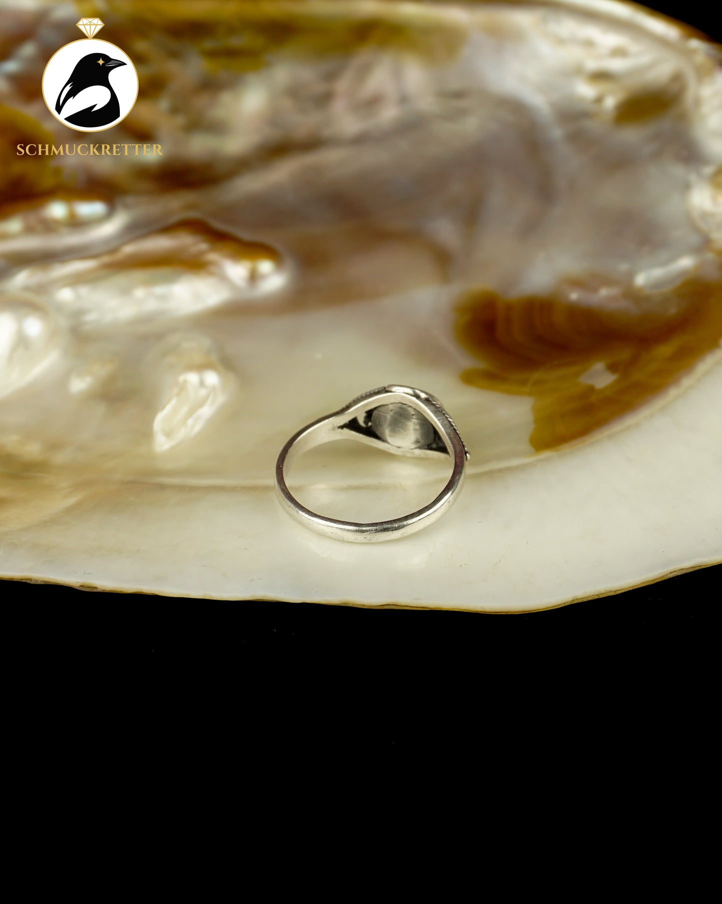 Verzierter 925 Silber Ring mit grünem Achat, Gr. 54