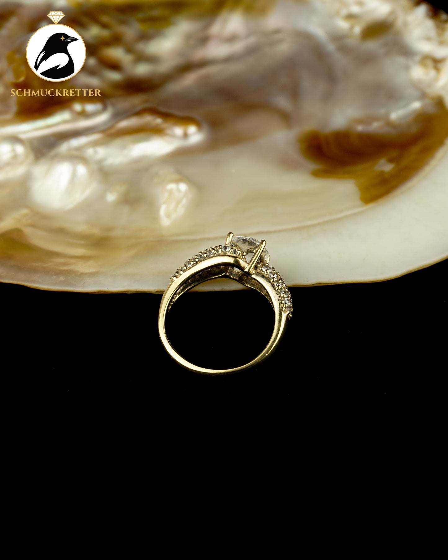 Vergoldeter 925 Silber Diamonique Ring mit Zirkonia, Gr. 60