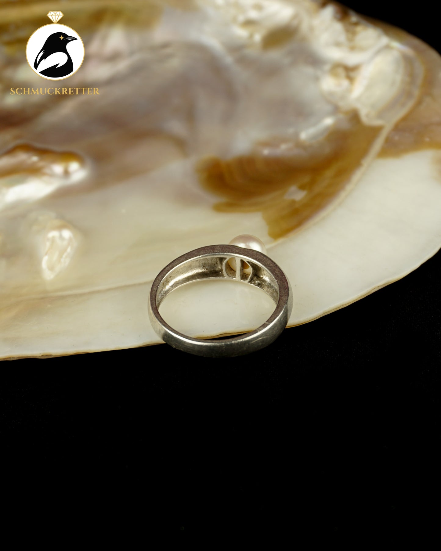 925 Silber Ring mit weißer Süßwasserperle, Gr. 63