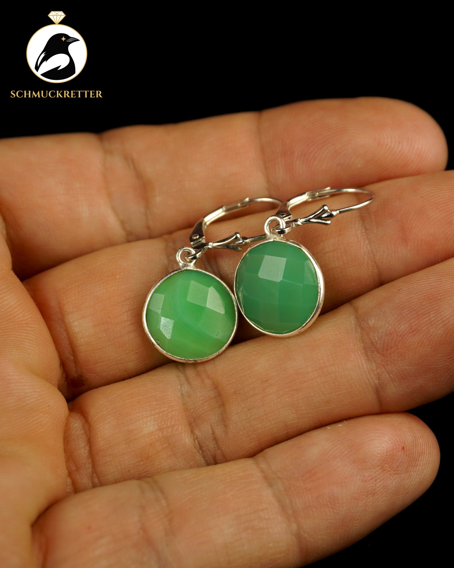 Chrysopras-Ohrringe aus 925 Silber