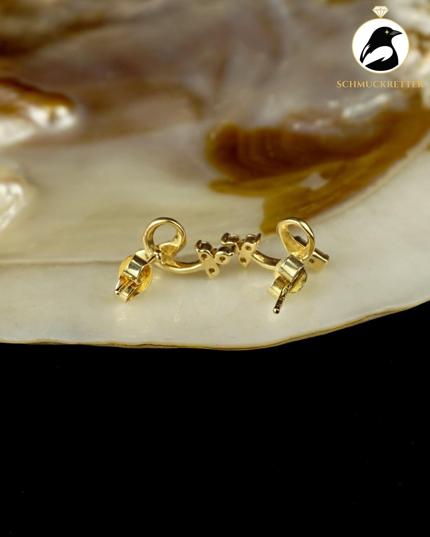Bicolor-Ohrstecker aus 750 Gold mit Zirkonia – Ägypten
