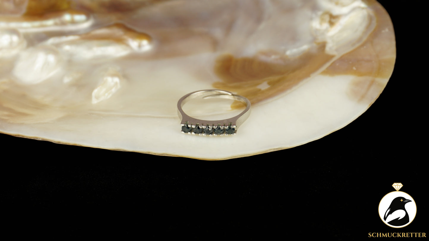 Verstellbarer 835 Silber Ring mit Saphiren, SALE