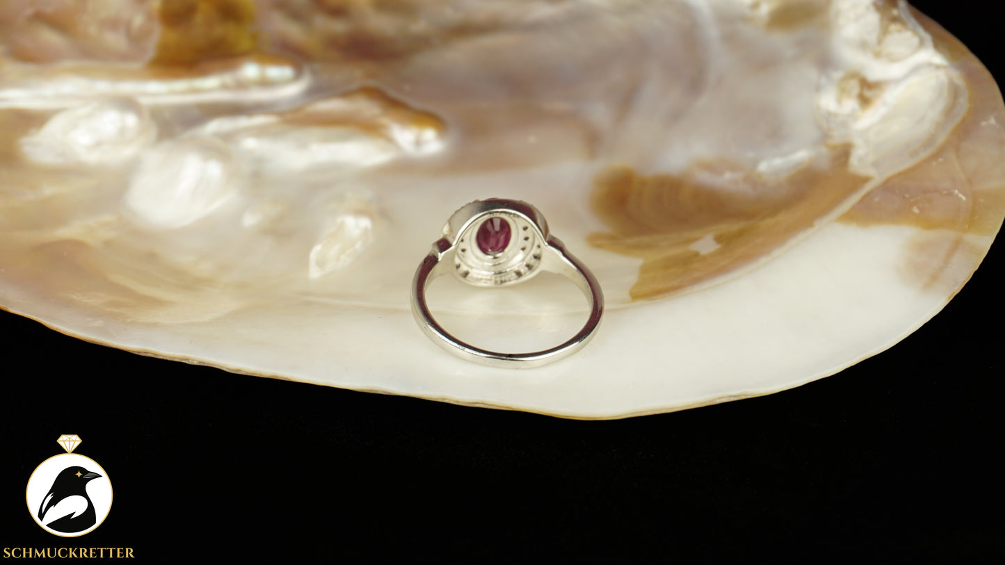 Ring aus 925 Silber mit Rubin und weißem Topas - Juwelo, Gr. 63