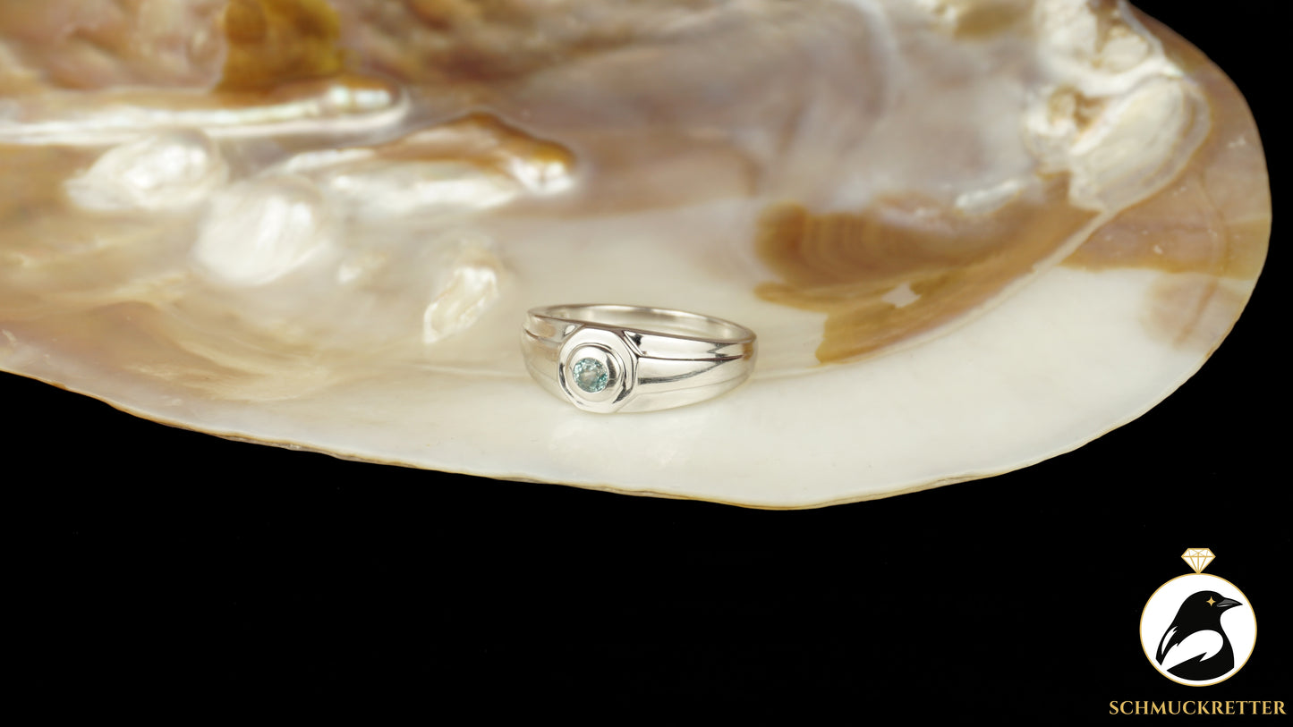 Ring aus 925 Silber mit blauem Zirkon - Juwelo, Gr. 63, SALE