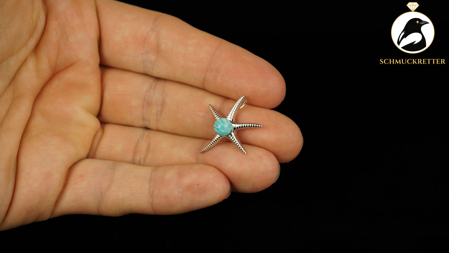 Seestern Anhänger mit Amazonit aus 925 Silber