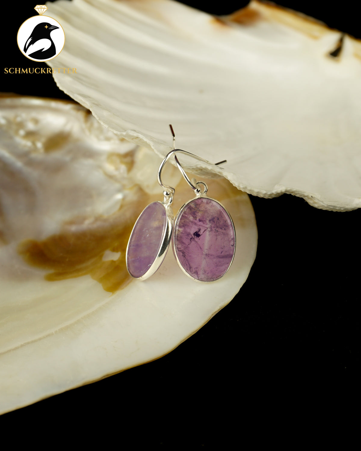 Große Amethyst-Ohrringe gefasst in 925 Silber