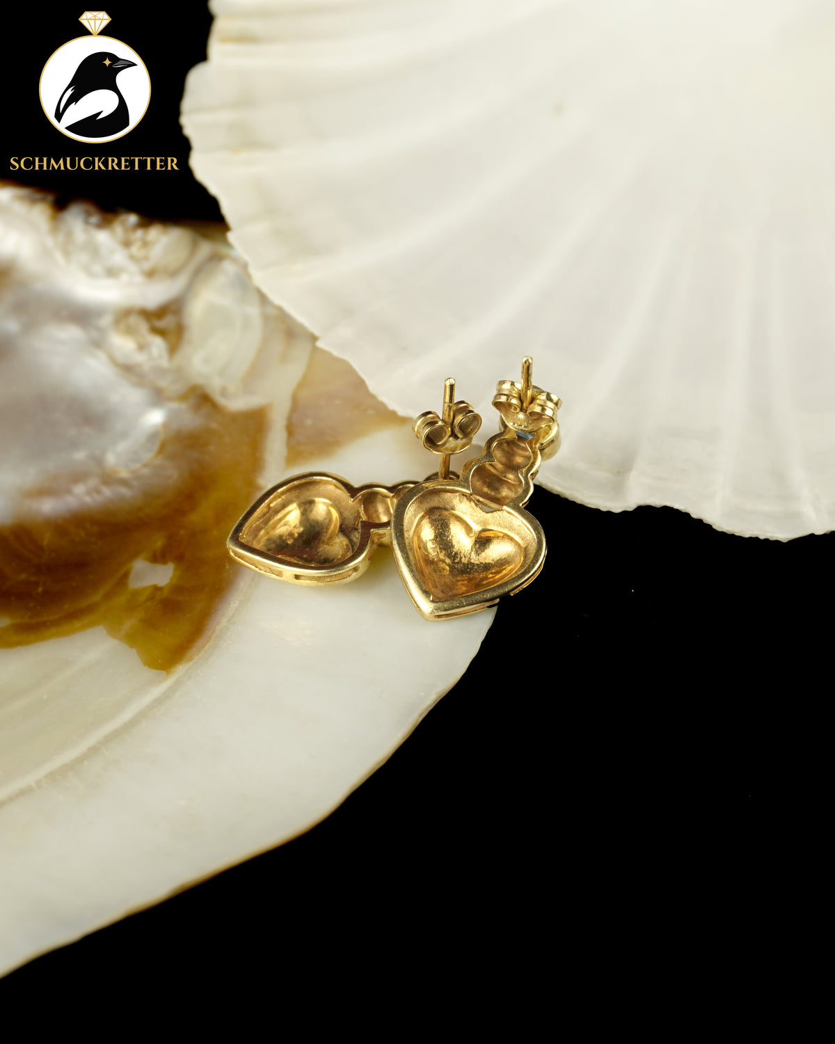 Herz-Ohrstecker mit Saphir & Diamant gefasst in 333 Gold