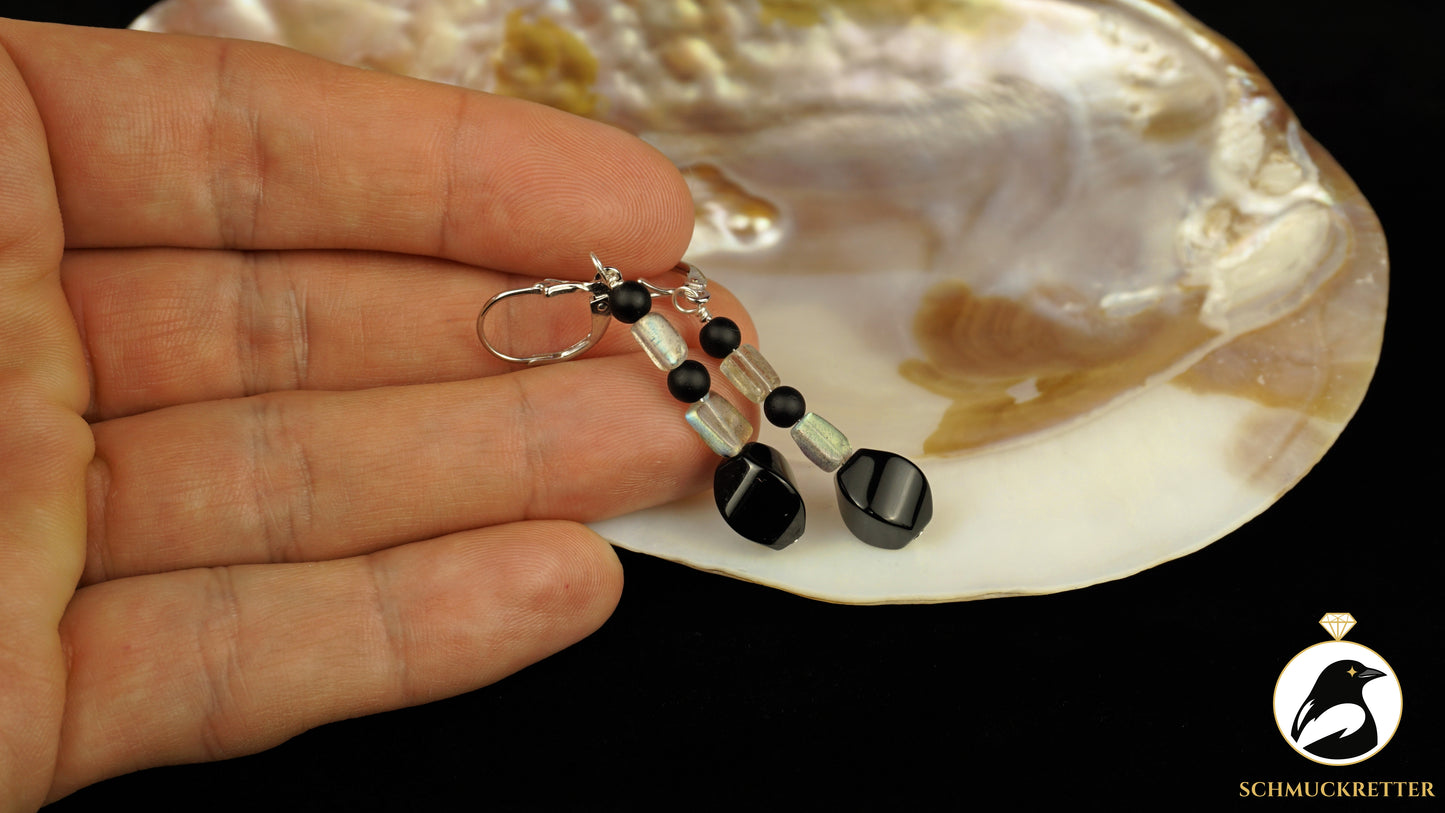 Labradorit & Onyx Ohrringe aus 925 Silber