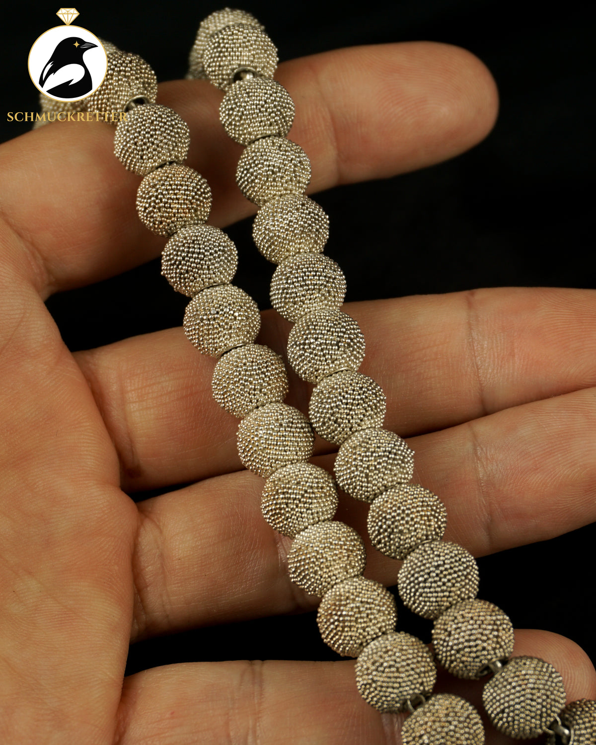 Massives 925 Silber-Collier mit granulierten Silberperlen | ca. 70 g