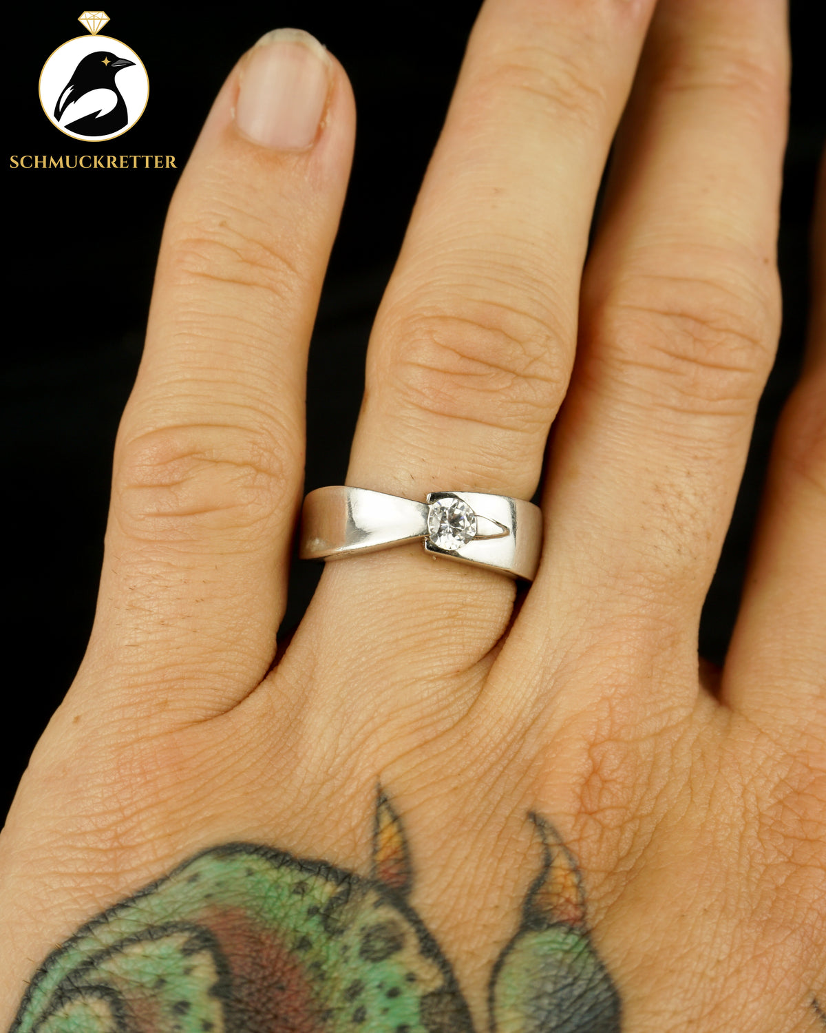 Massiver 925 Silber Ring mit Zirkonia, Gr. 57