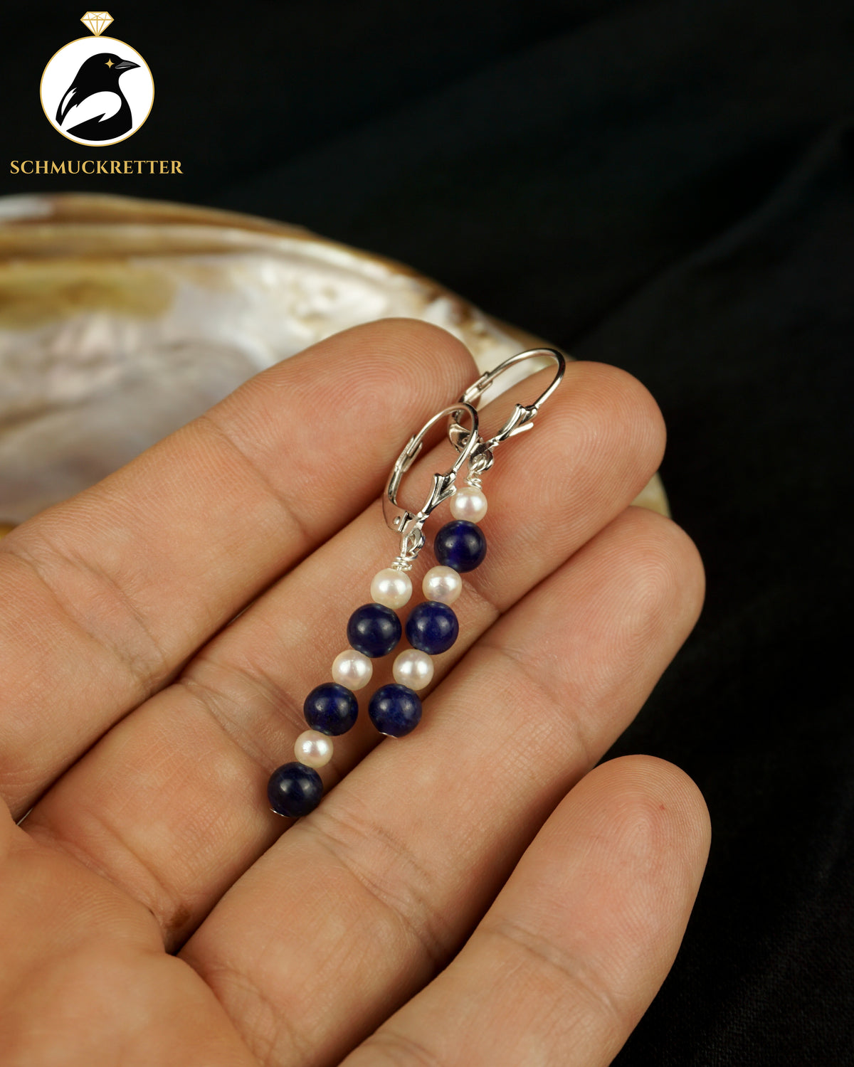 Set: Halskette, Armband & Ohrringe | Lapislazuli & Süßwasserperlen | 925 Silber