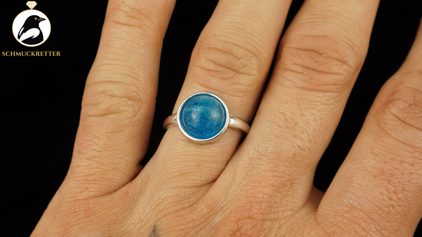 Apatit Ring aus 925 Silber, verstellbar