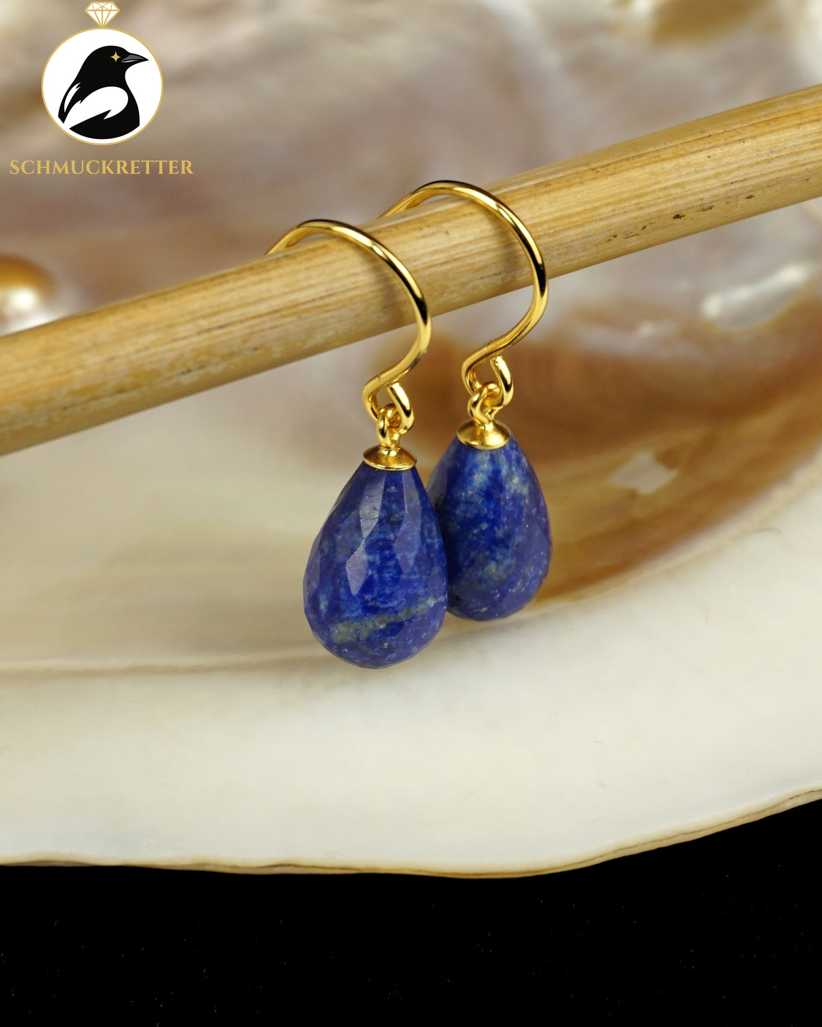 Facettierte Lapislazuli Ohrringe - vergoldetes 925 Silber