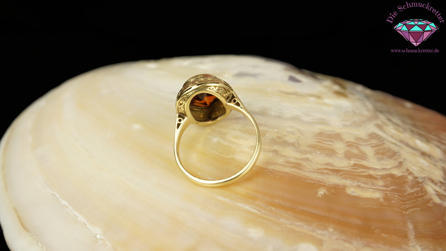 Madeira Citrin Ring aus 585 Gold - Vintage, Gr. 56