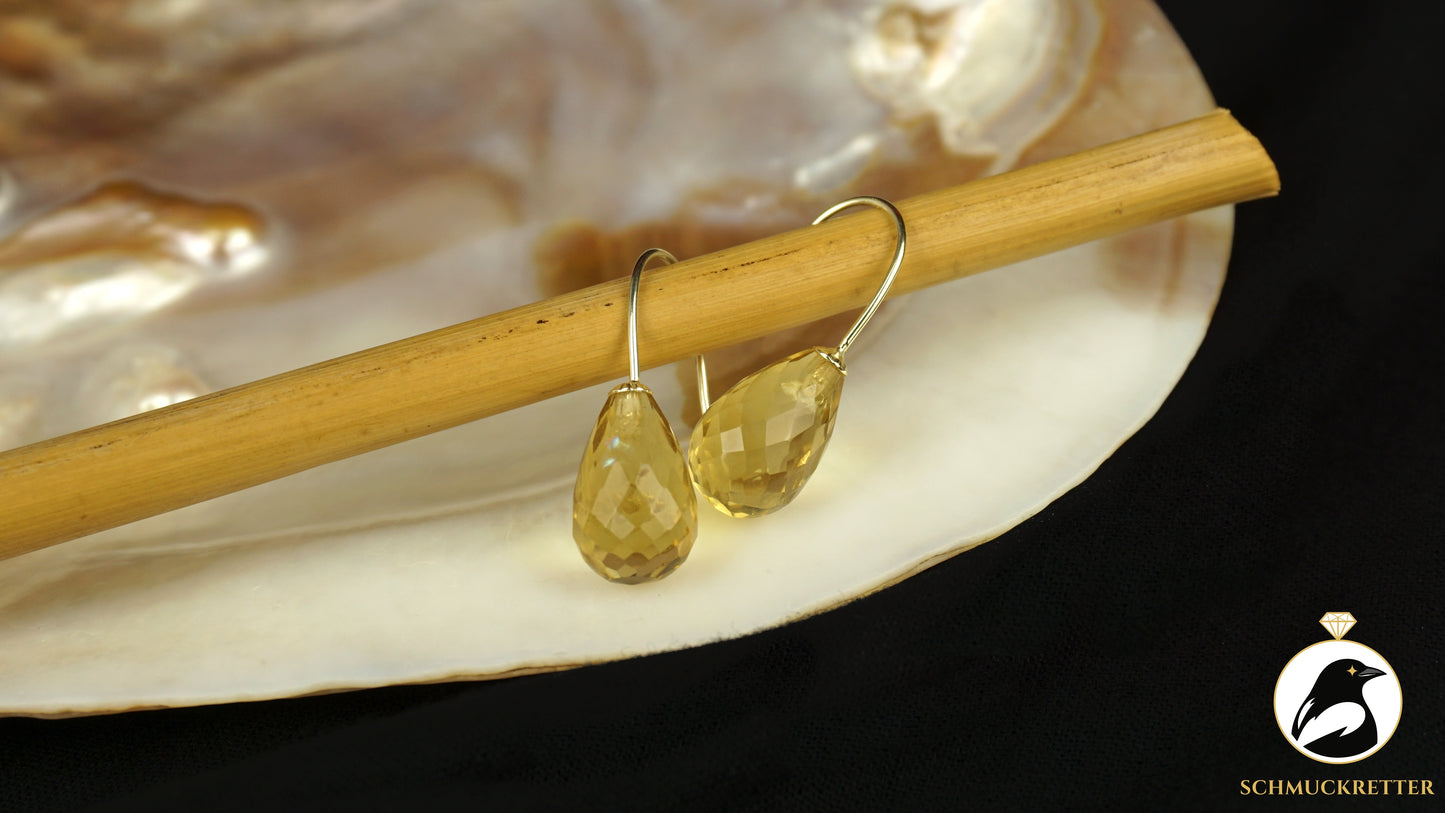 Facettierte Citrin Ohrringe - 585 Gold