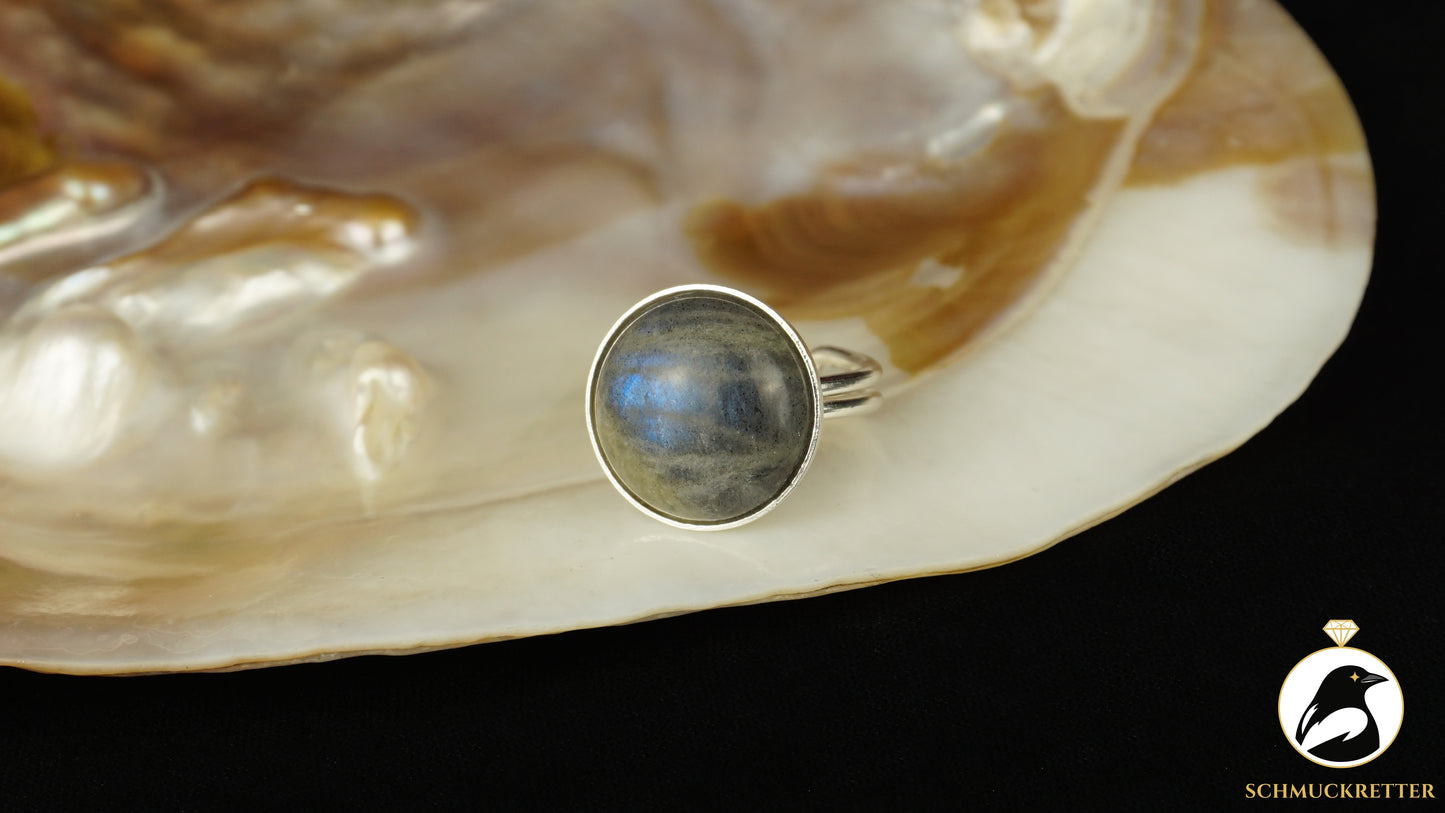 Labradorit Ring aus 925 Silber, verstellbar