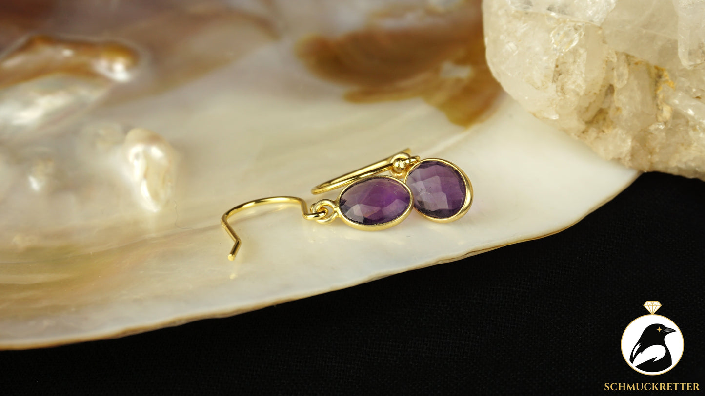 Ohrringe mit facettiertem Amethyst aus vergoldetem 925 Silber