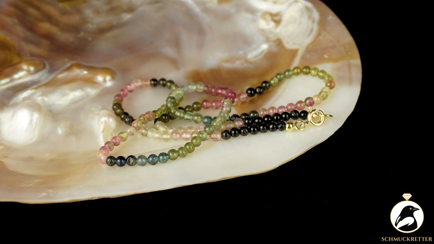 Multicolor Turmalin Kette mit 333 Gold Verschluss