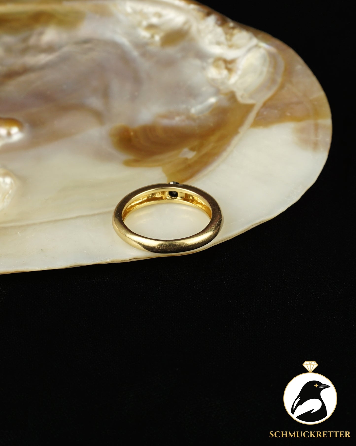 Solitärring aus vergoldetem 925 Silber - mit Saphir, Gr. 60