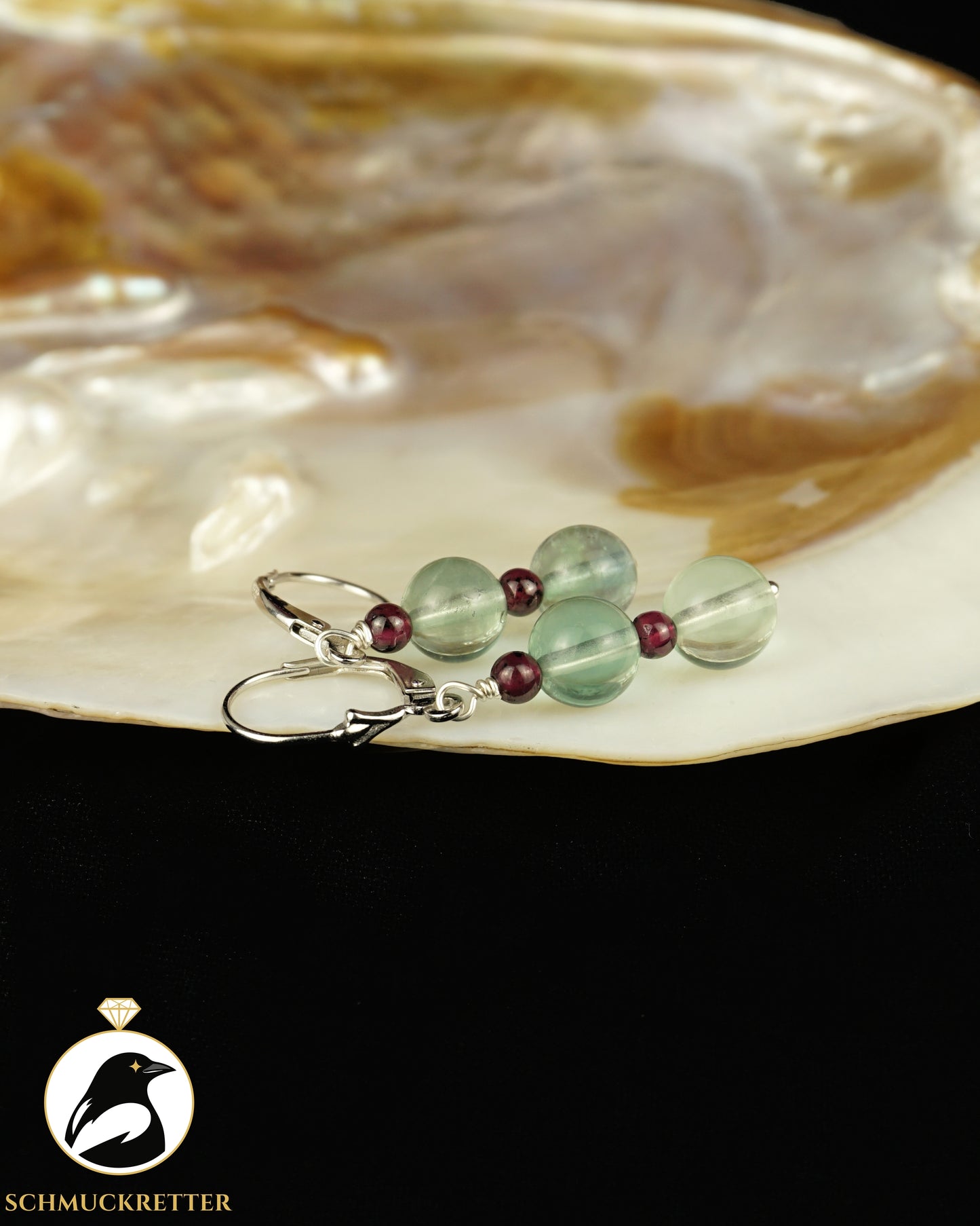Paros · 925 Silber Ohrringe mit Granat & Fluorit