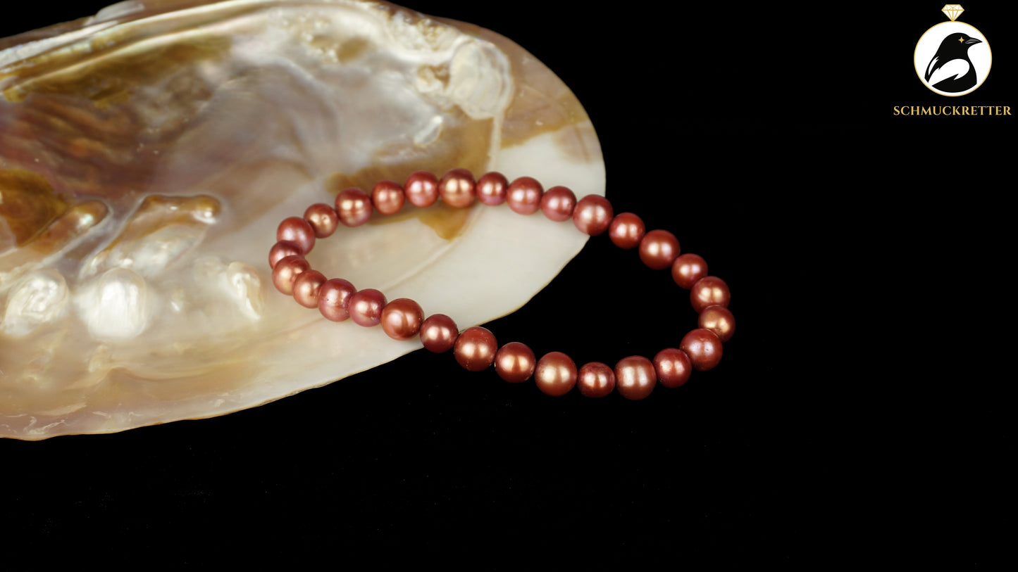 Set: Kette aus roten Süßwasserperlen mit 925 Silber Verschluss + Armband