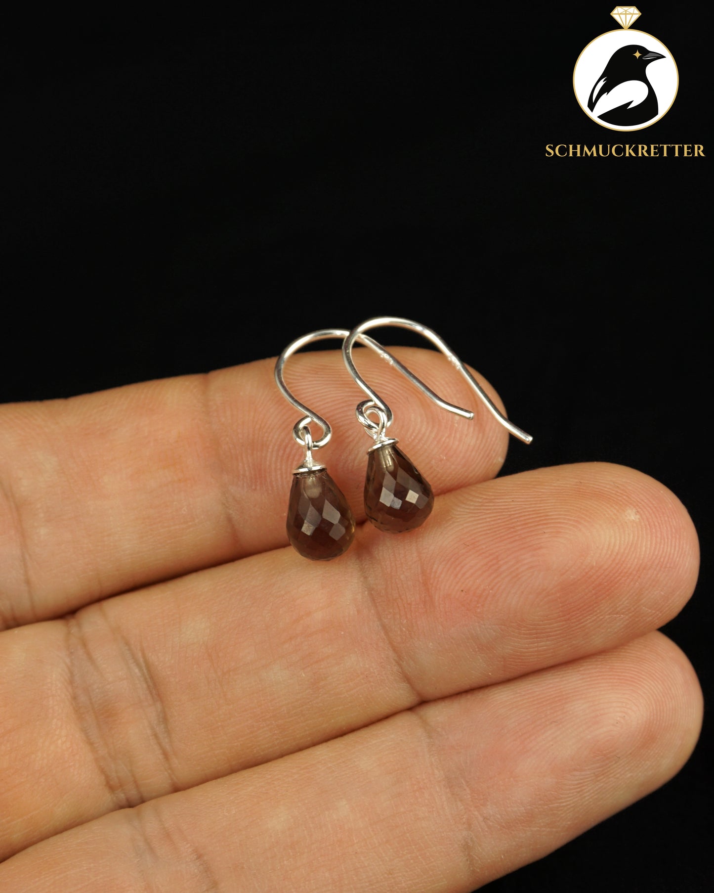 Facettierte Rauchquarz Tropfenohrringe - 925 Silber