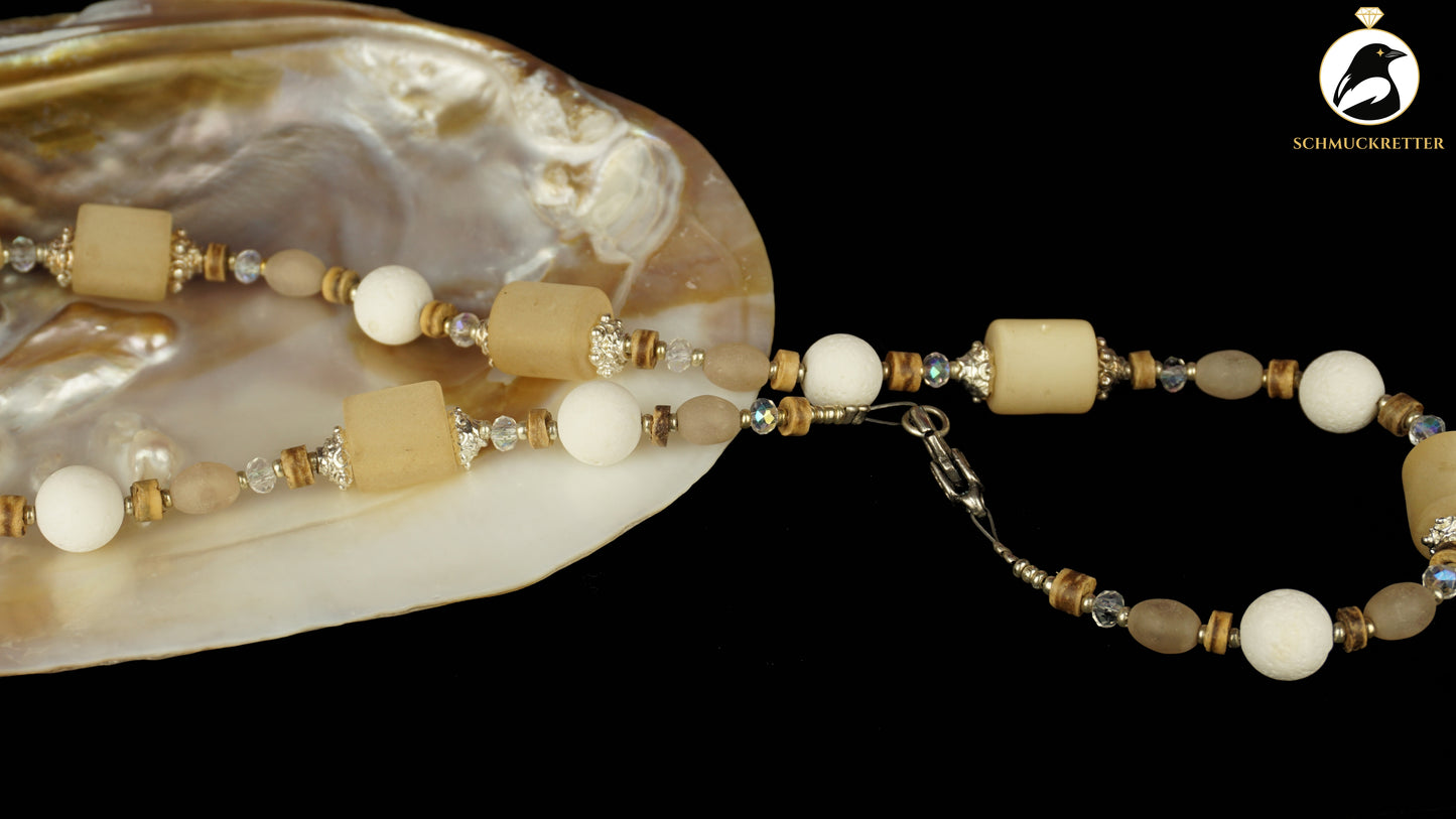 Kette 'Pure Dune' - mit Koralle, Glas und Kokosholz, SALE