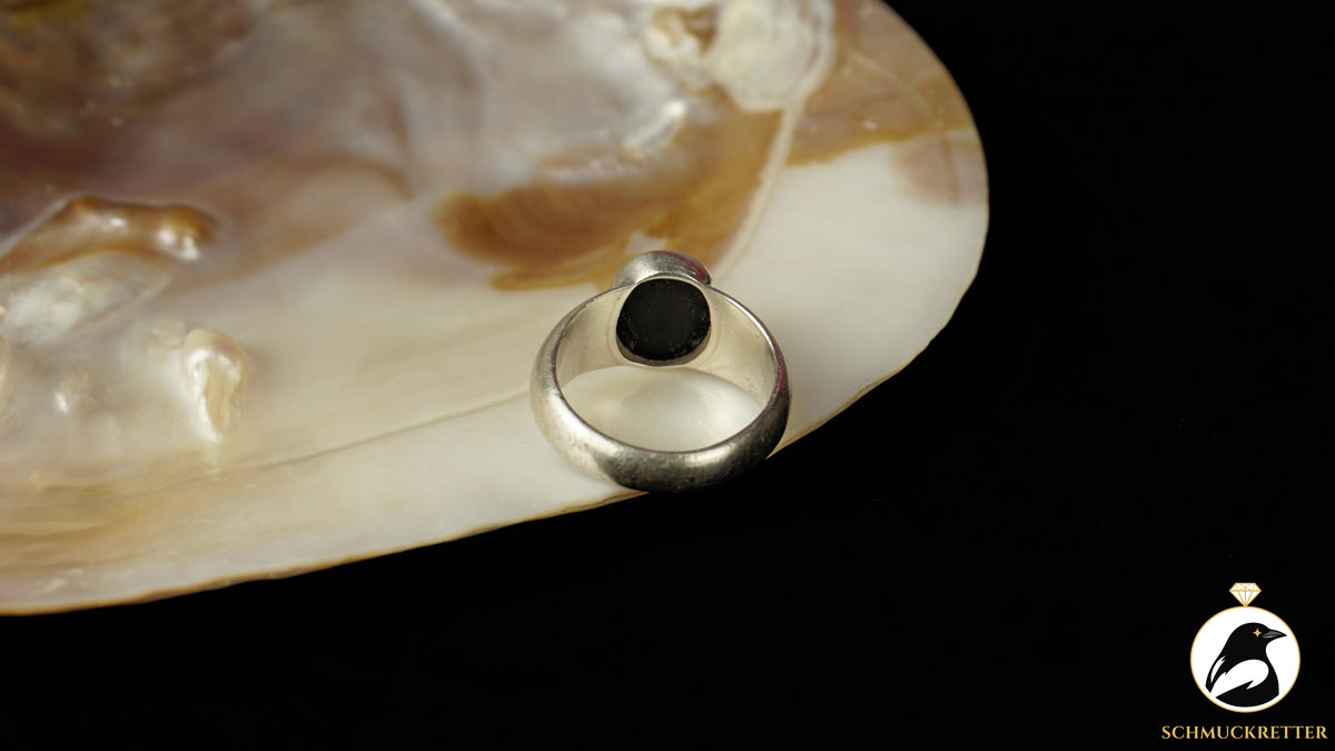 Ring aus 925 Silber mit schwarzem Sterndiopsid, Gr. 58, SALE