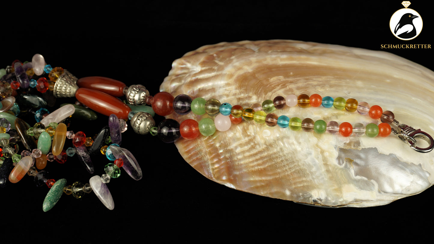 Collier 'Farbkarussell' - mit Aventurin, Rosenquarz, Amethyst, SALE