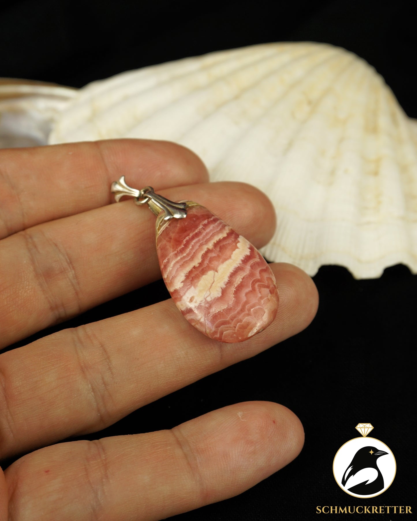 Rhodochrosit-Anhänger mit 835 Silber Öse