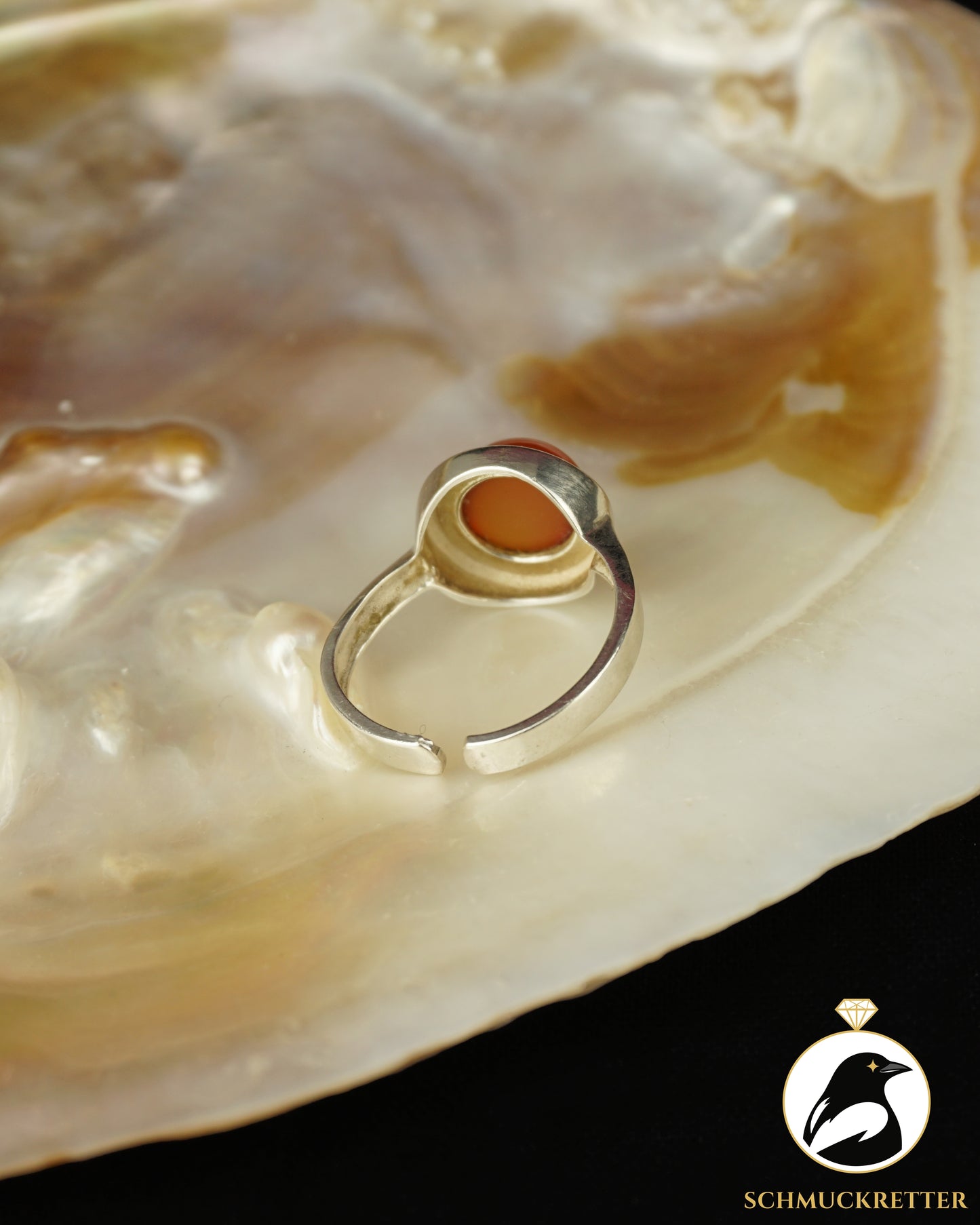 Ring mit Karneol aus 925 Silber, verstellbar