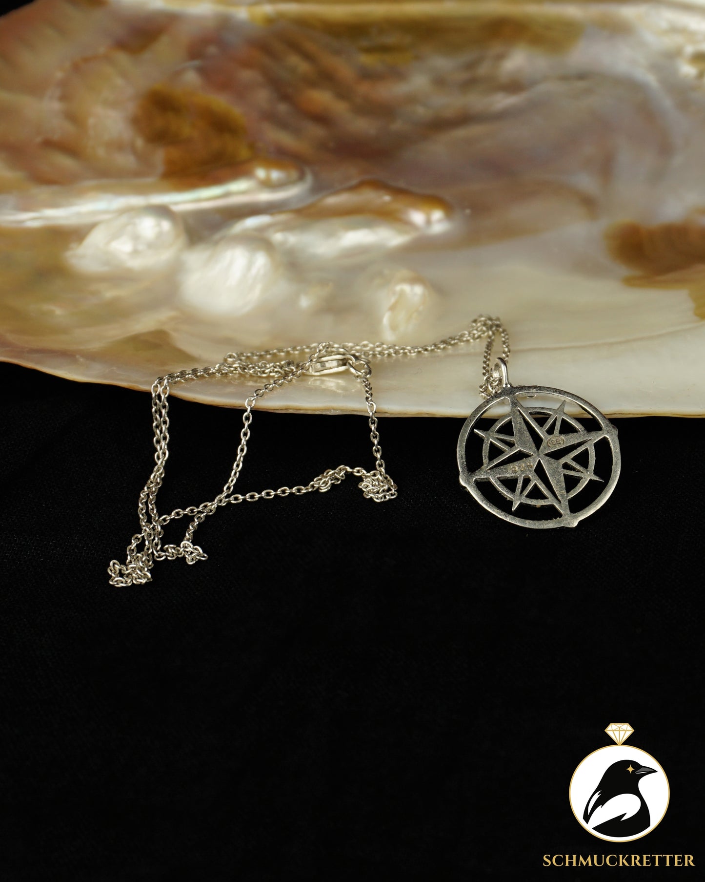 925 Silber Ankerkette mit Kompass-Anhänger