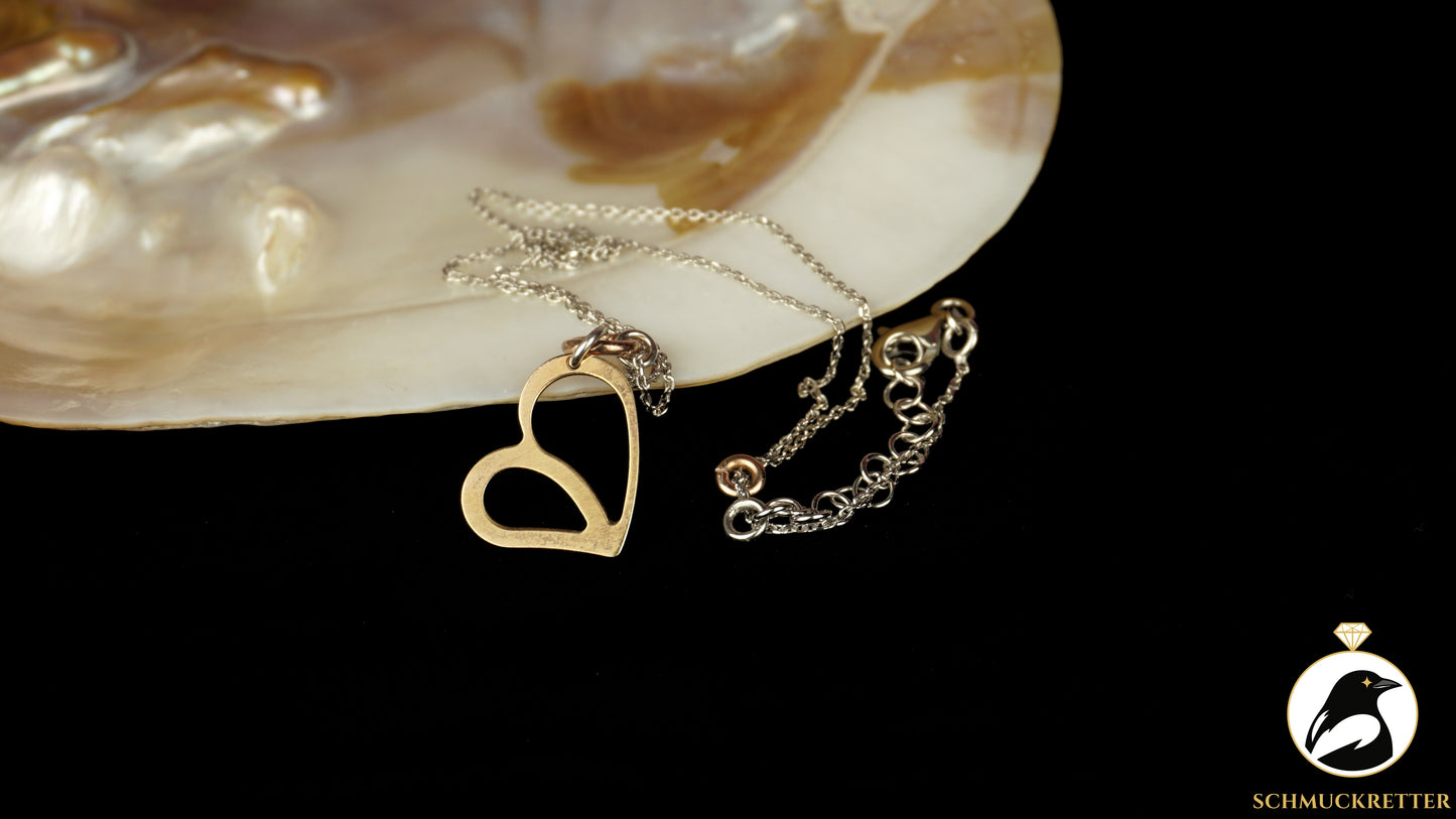 Collier aus 925 Silber mit Edelstahl-Anhänger in Herzform, rosévergoldet, SALE