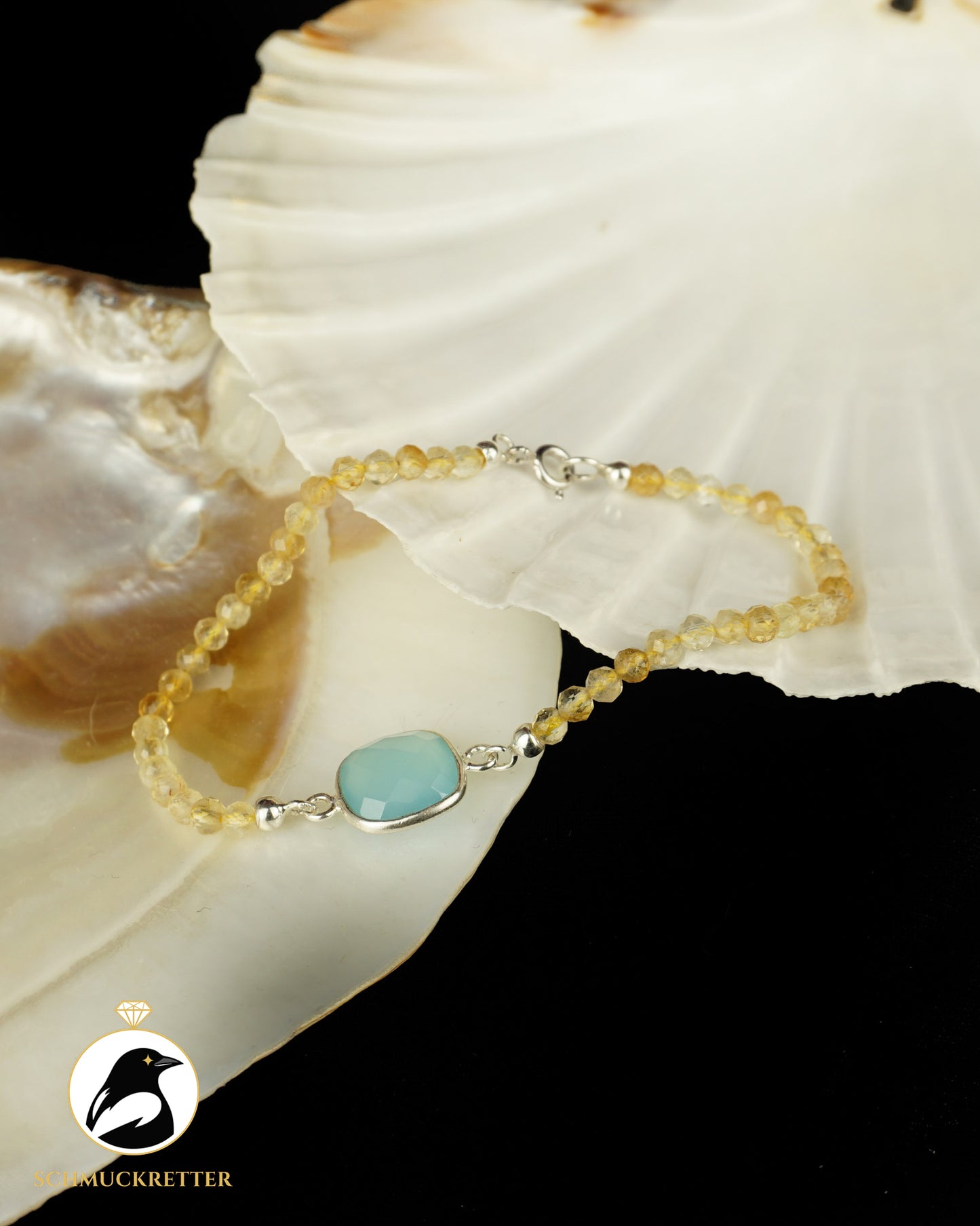 Armband | Wellensittich | Citrin& hellblauer Chalcedon