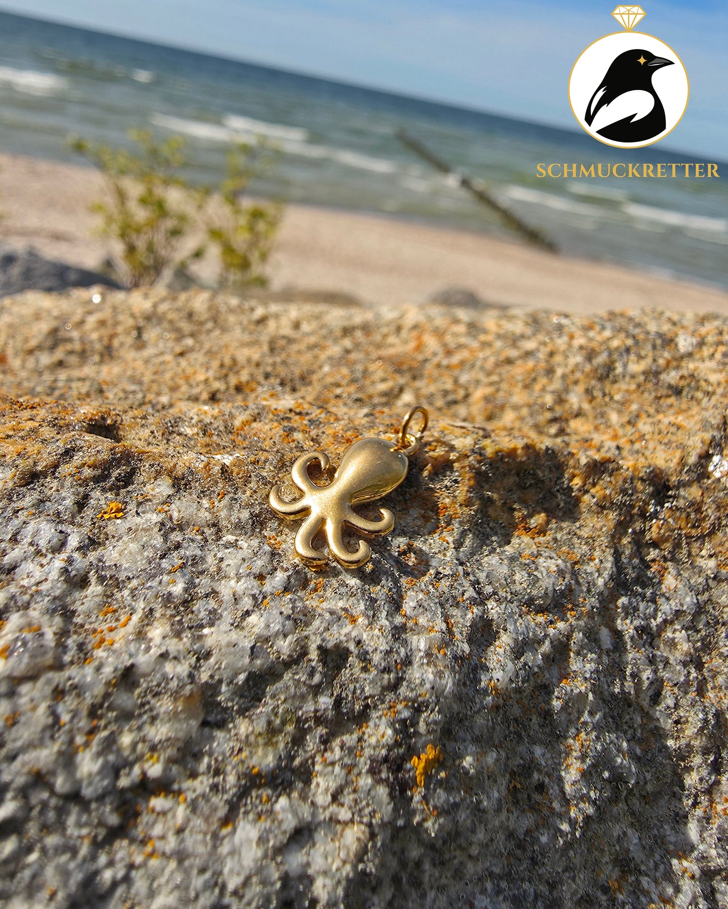 Oktopus-Anhänger aus vergoldetem Edelstahl