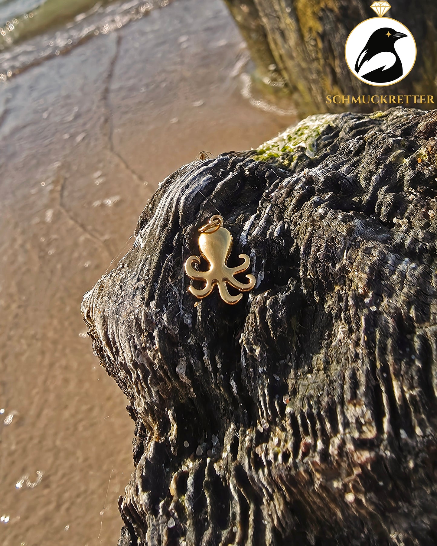 Oktopus-Anhänger aus vergoldetem Edelstahl